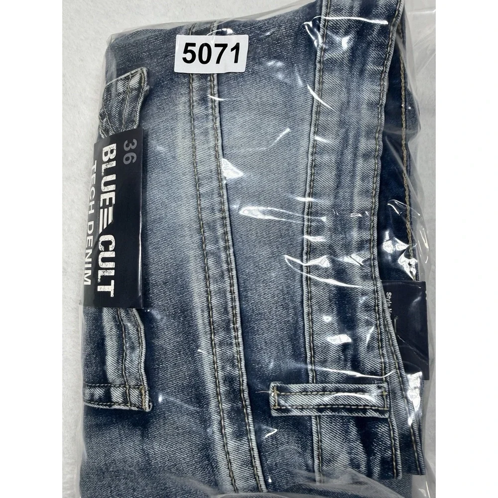 Blue Cult Tech Denim Mens Thick Stitch Jeans Fits 39x33 NWT (Tag 36) Bikercore